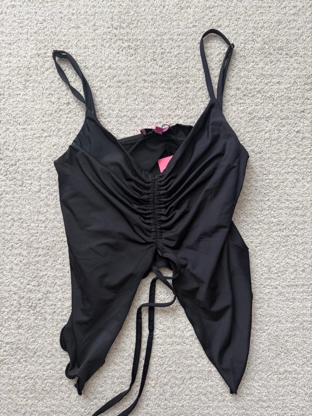 Edikted Black Ruched Tie-Front Bandeau Camisole